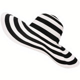 Chapeau-de-Paille-Capeline-Raye-Noir-et-Blanc