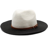 Chapeau-de-Paille-Chic-Classe-Noir-et-Blanc