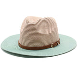 Chapeau-de-Paille-Chic-Classe-Rose-et-Vert