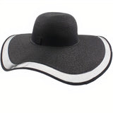 Chapeau de Paille Pliable pour Femme — Chapeau de Paille Noir pour Femme