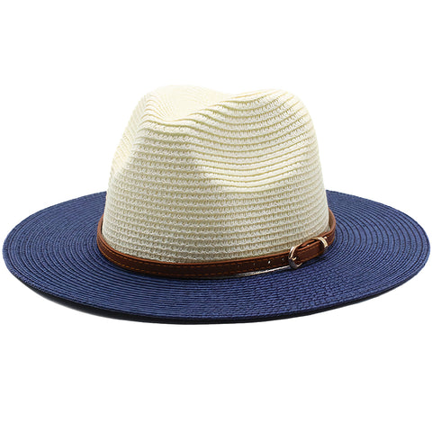 Chapeau de Paille Bleu et Crème