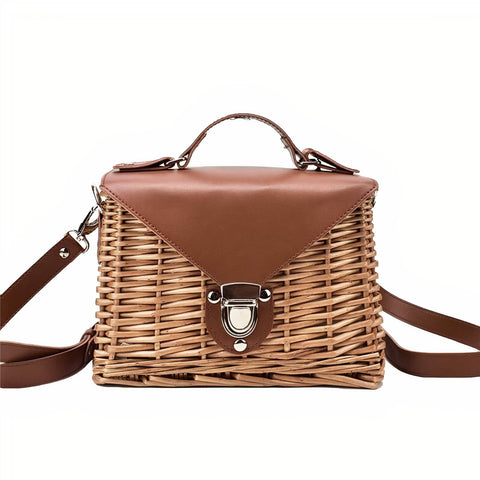 Osier Petit Sac à Main En Paille Petit Panier Blanc Osier Pour